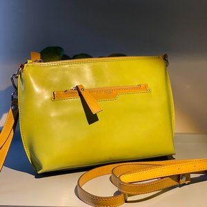 Green Leather Crossbody Bag, light Crossbody Purse, Wristlet Wallet